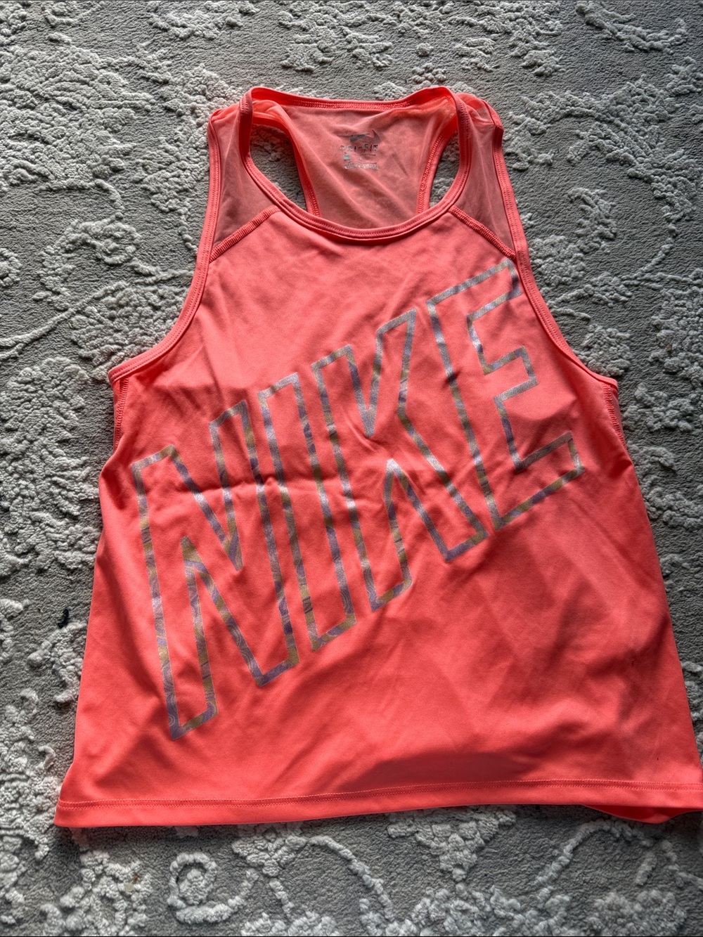 Nike Women’s Bright Coral Racerback Tank with Reflective Logo
